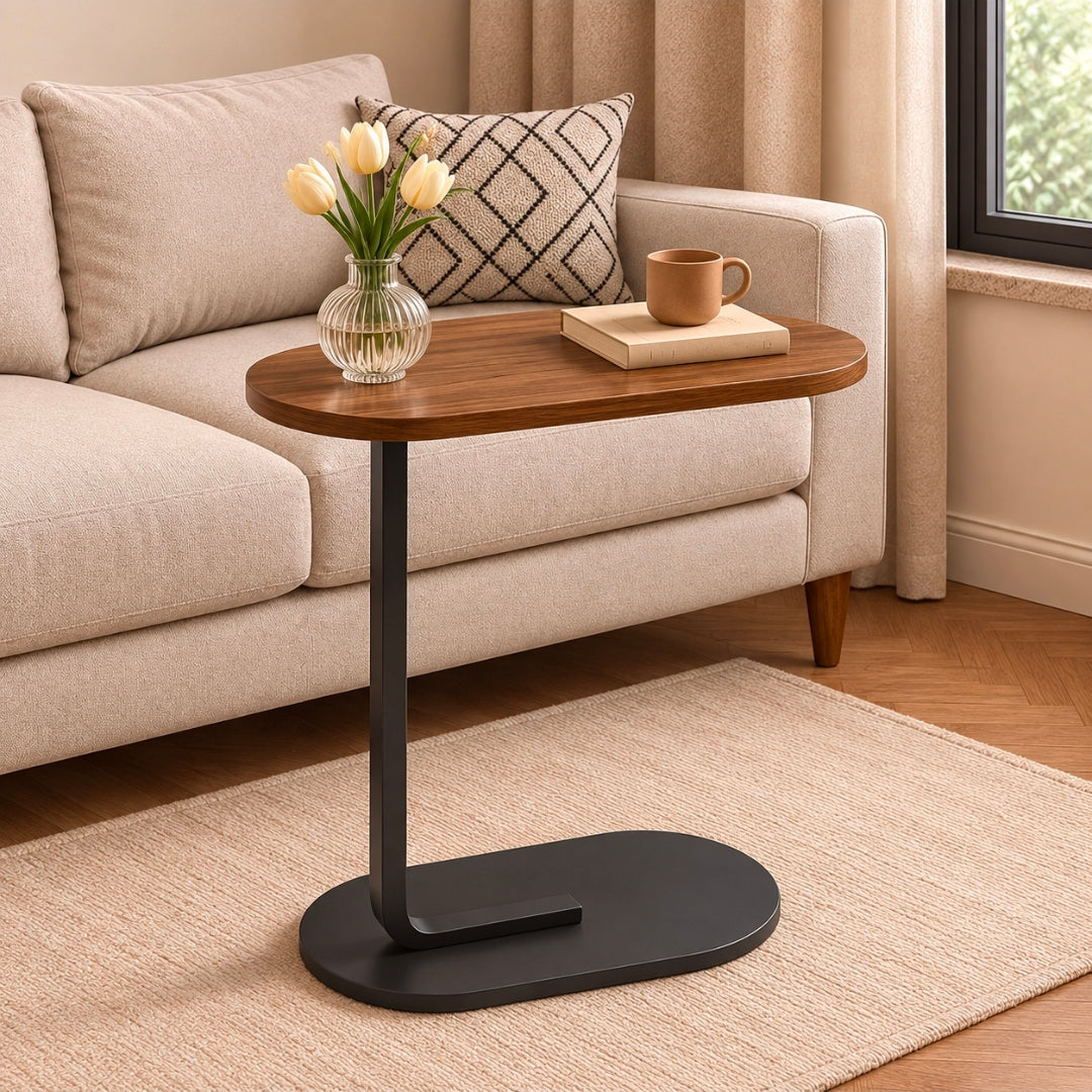 C-Shaped Sofa Side Table – Modern Multipurpose Bedside & Laptop Table