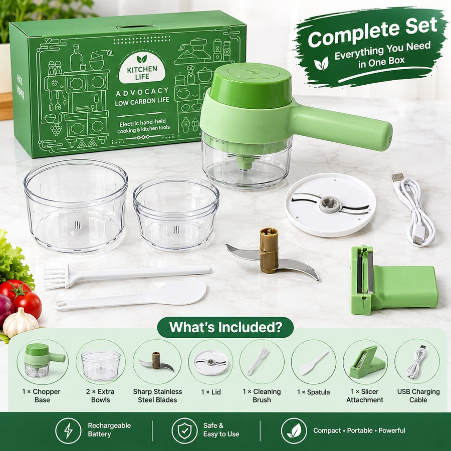 Electric Vegetable Chopper & Cutter, 3-in-1 Slicer, Dicer and Peeler Machine