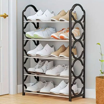 Multi-Layer Foldable Shoe Rack – Metal & Plastic Shoe Organizer