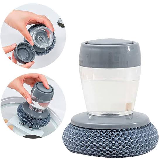 Soap Dispensing Palm Dish Brush – Built-In Liquid Soap Dispenser & Scrubber