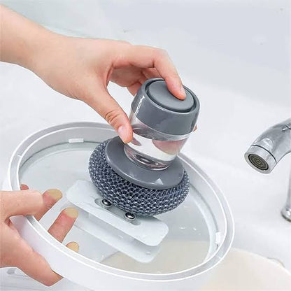 Soap Dispensing Palm Dish Brush – Built-In Liquid Soap Dispenser & Scrubber