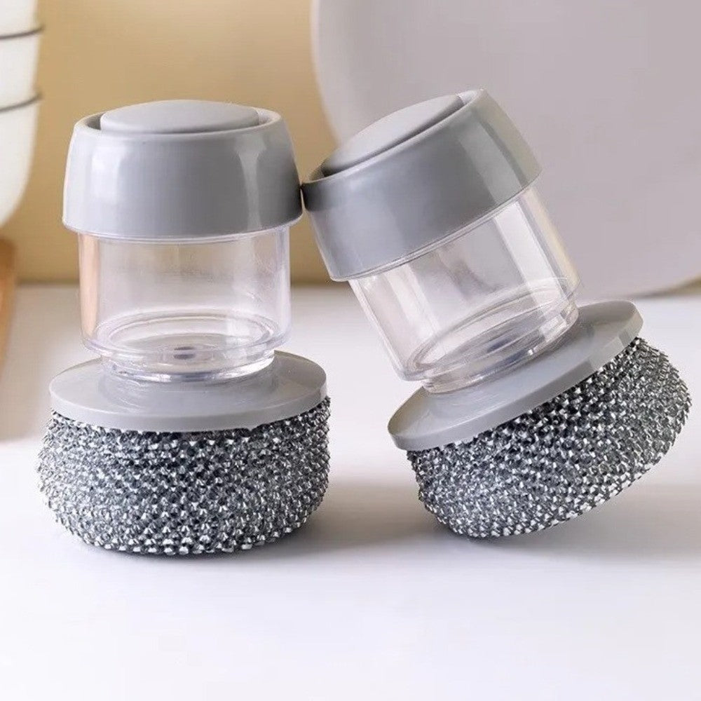 Soap Dispensing Palm Dish Brush – Built-In Liquid Soap Dispenser & Scrubber