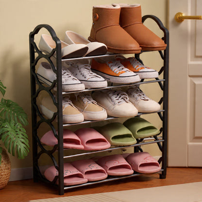 Multi-Layer Foldable Shoe Rack – Metal & Plastic Shoe Organizer