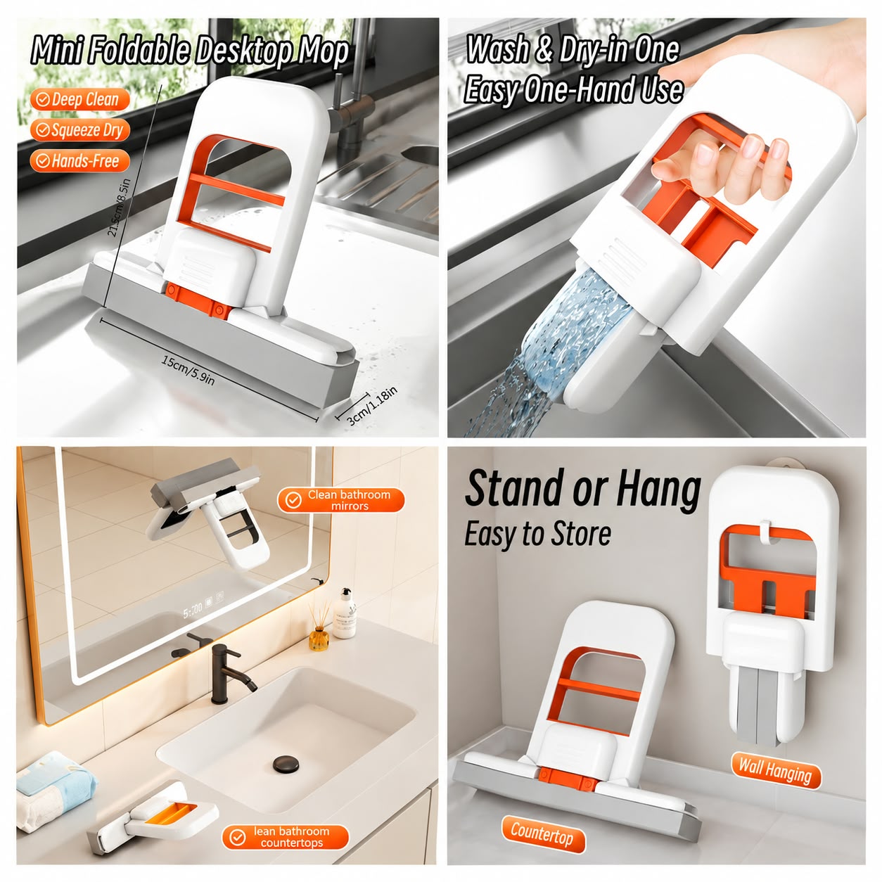 Portable Foldable Mini Mop – Wet & Dry Floor Cleaning Mop