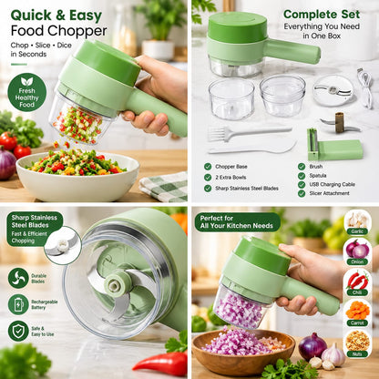 Electric Vegetable Chopper & Cutter, 3-in-1 Slicer, Dicer and Peeler Machine